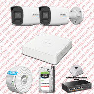 Hikvision 02 İp Kameralı Colorvu Hibrit Güvenlik Kamerası